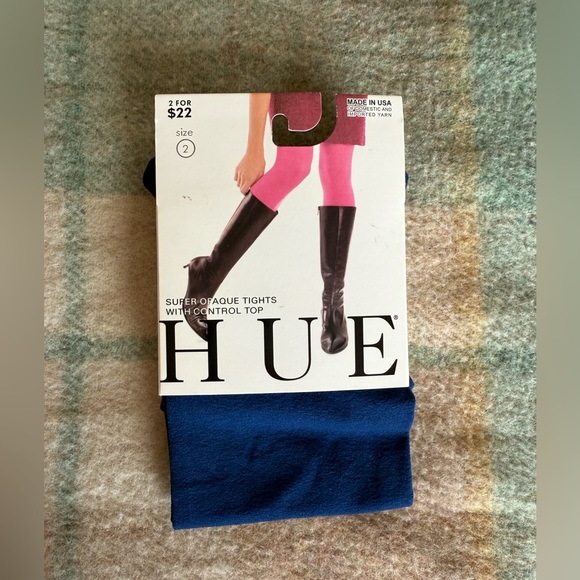 HUE Opaque Tights - Deep Blue Size Two New With Tag - Picture 1 of 2
